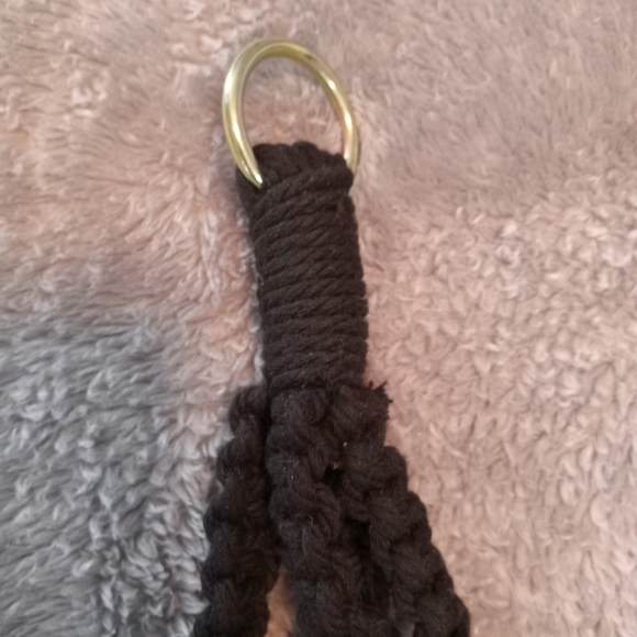 Plant Hanger Macrame Black Floral Beads Set Of 2 With Rings Handmade Small Med - Picture 11 of 15